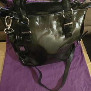 Charles David 2007 Black And Gray Ombre Patent Leather Tote Bag